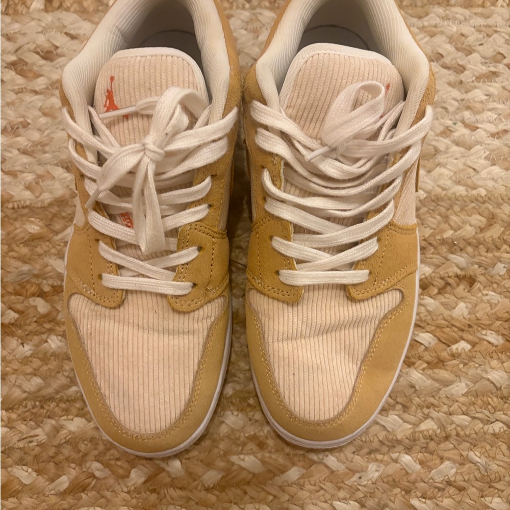 Nike Jordan’s tan and suede shoes